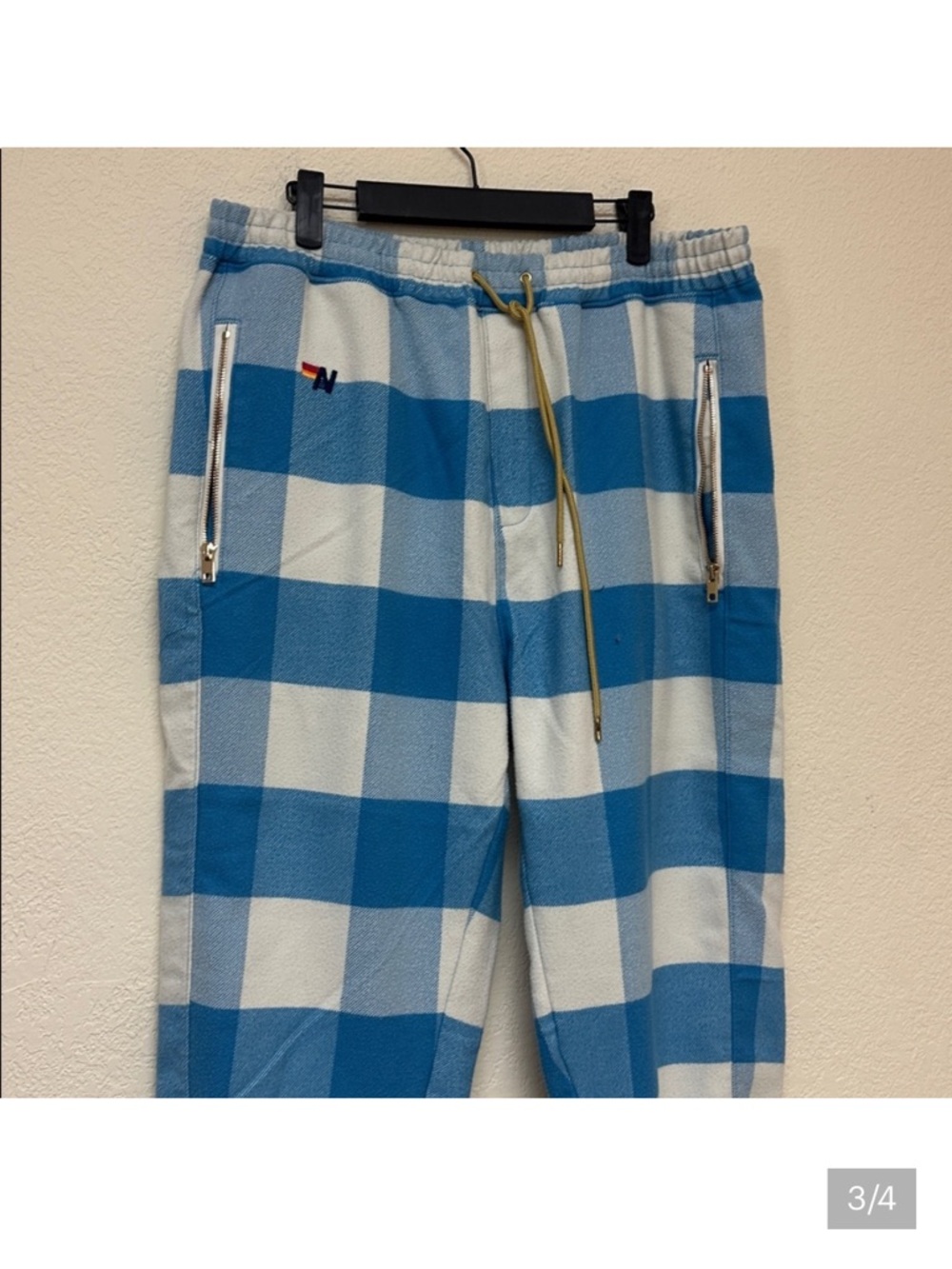 Aviator Nation Blue & White Buffalo Check Joggers - Picture 3 of 5